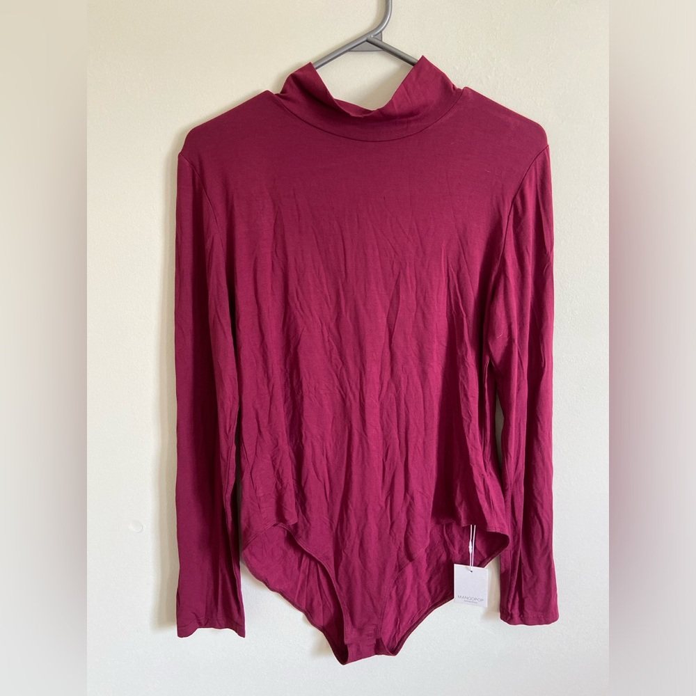 Mango pop XXL burgundy long sleeve bodysuit